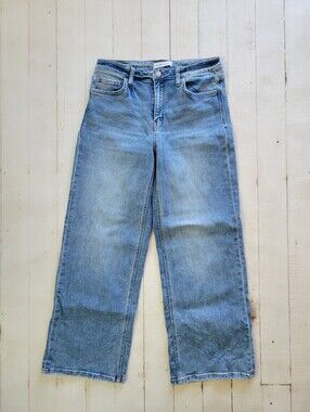 Flying Monkey High Rise Wide Leg Jeans Womens Size 30 Light Blue Stretch
